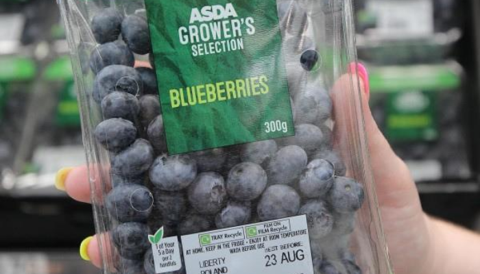 Asda recyclable blueberry punnet in Asda store
